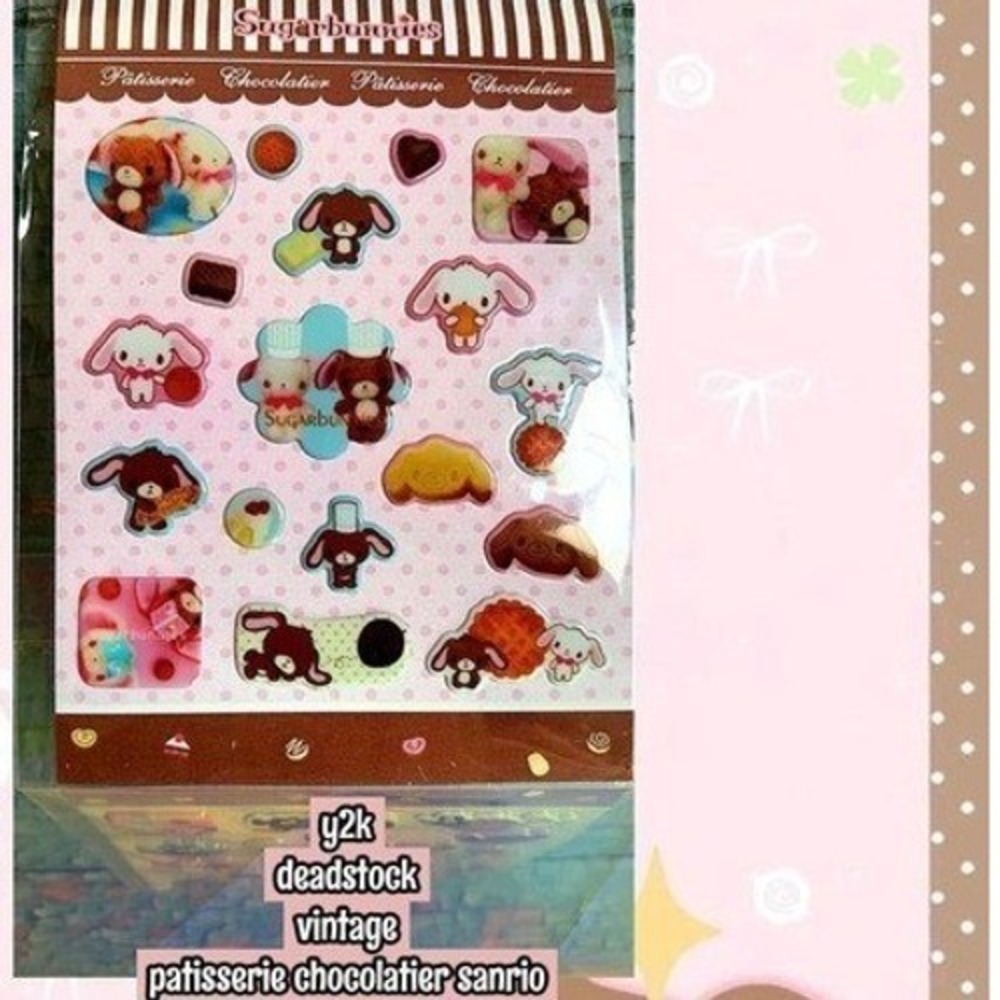 Y2K VINTAGE DEADSTOCK SUGARBUNNIES PATISSERIE CHOCOLATIER STICKER SET